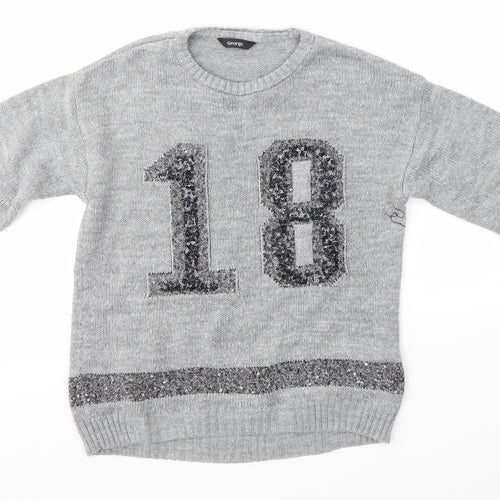 George Girls Grey   Pullover Jumper Size 7-8 Years
