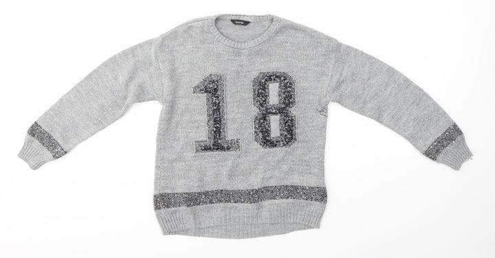 George Girls Grey   Pullover Jumper Size 7-8 Years