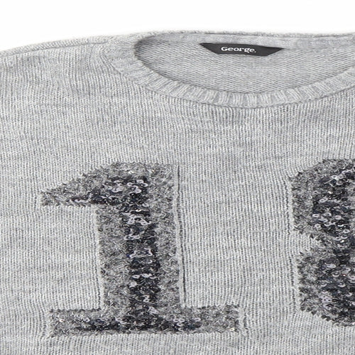 George Girls Grey   Pullover Jumper Size 7-8 Years