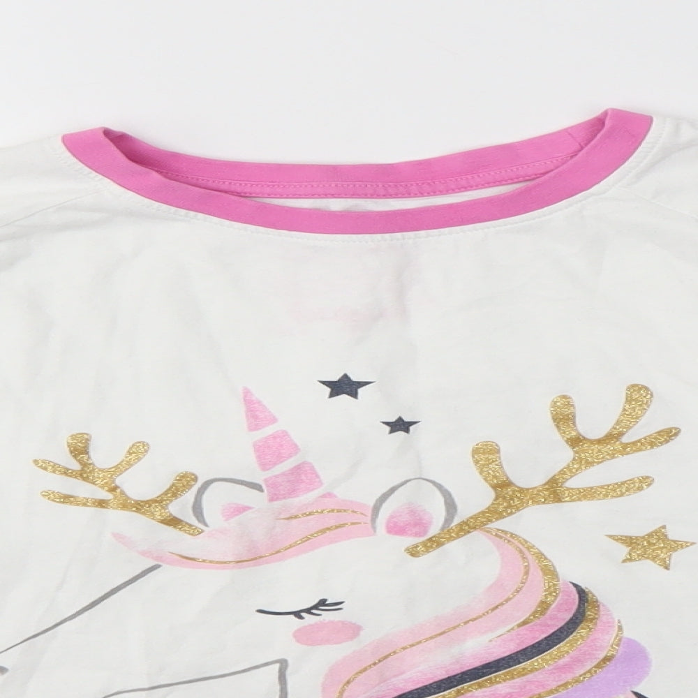 Matalan Girls White   Basic T-Shirt Size 12 Years  - Unicorn