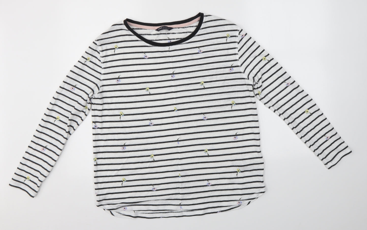 M&S Womens Multicoloured Striped  Basic Blouse Size 14