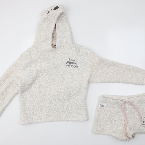 Primark Womens White Solid  Top Pyjama Set Size S  - Winnie the Pooh
