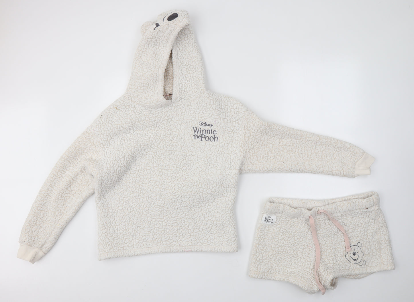 Primark Womens White Solid  Top Pyjama Set Size S  - Winnie the Pooh