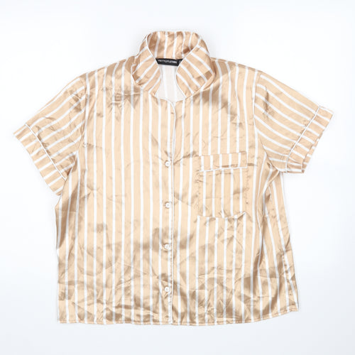 PRETTYLITTLETHING Womens Gold Striped  Top Pyjama Top Size 12