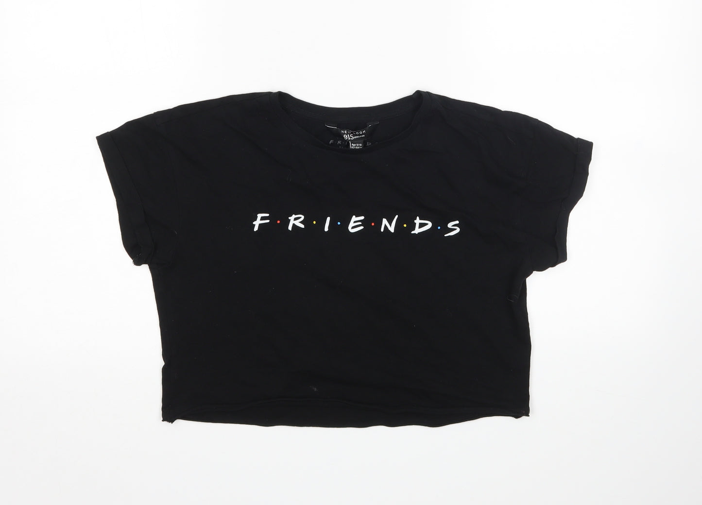 New Look Girls Black   Cropped T-Shirt Size 12-13 Years  - Friends