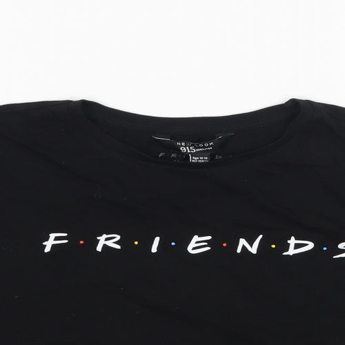 New Look Girls Black   Cropped T-Shirt Size 12-13 Years  - Friends