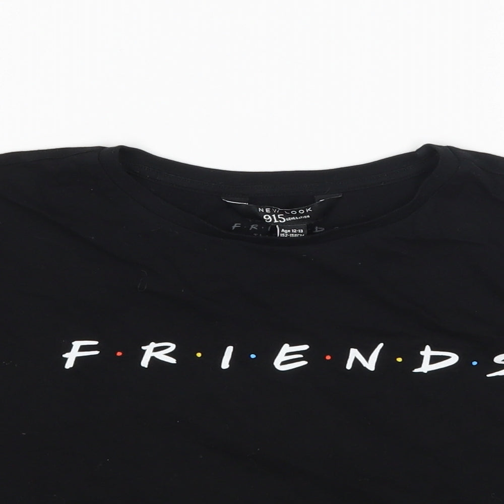 New Look Girls Black   Cropped T-Shirt Size 12-13 Years  - Friends