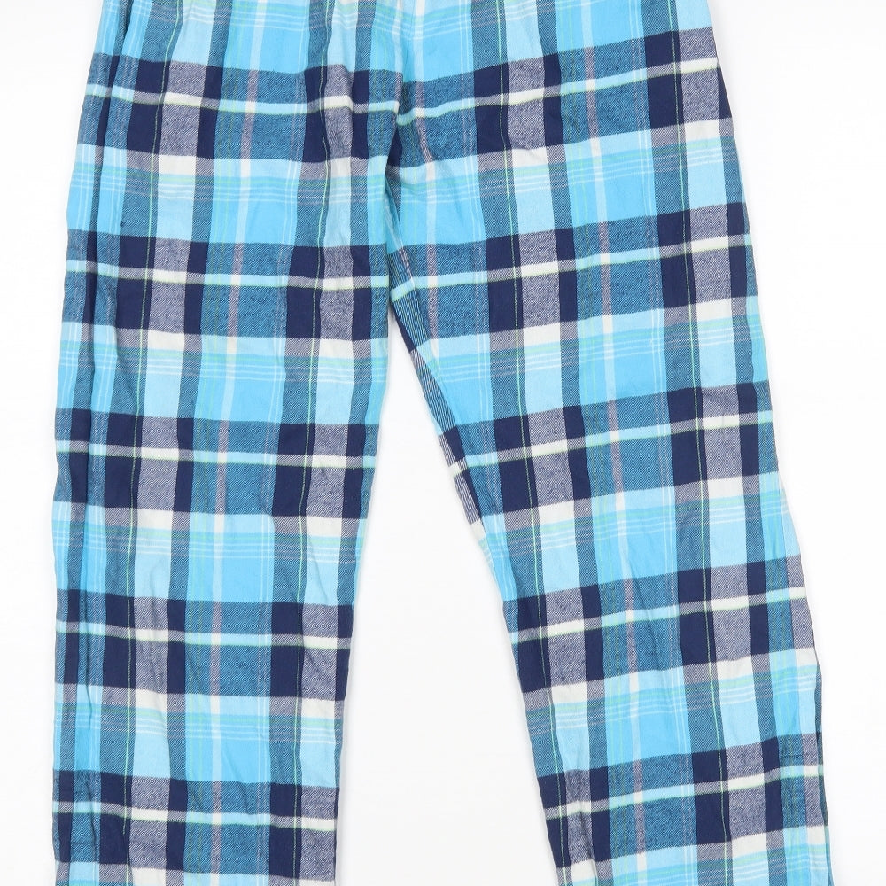 M&S Boys Blue Plaid   Pyjama Pants Size 13-14 Years