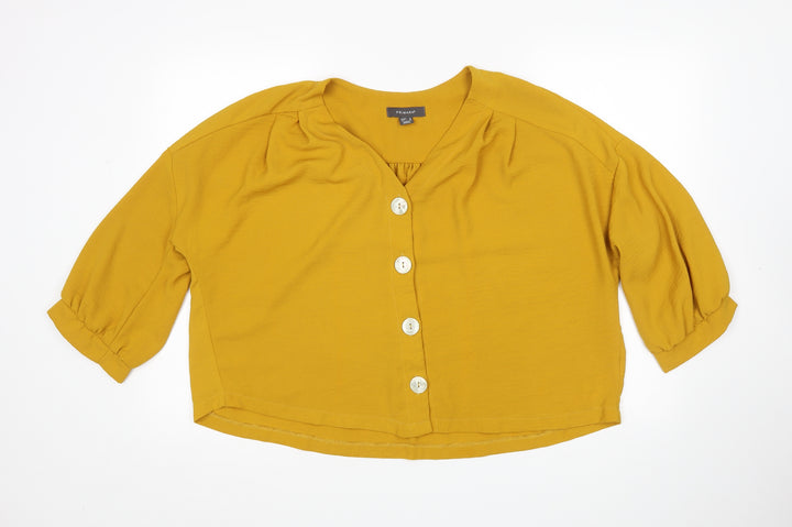 Primark Womens Yellow Basic Button-Up Size 16