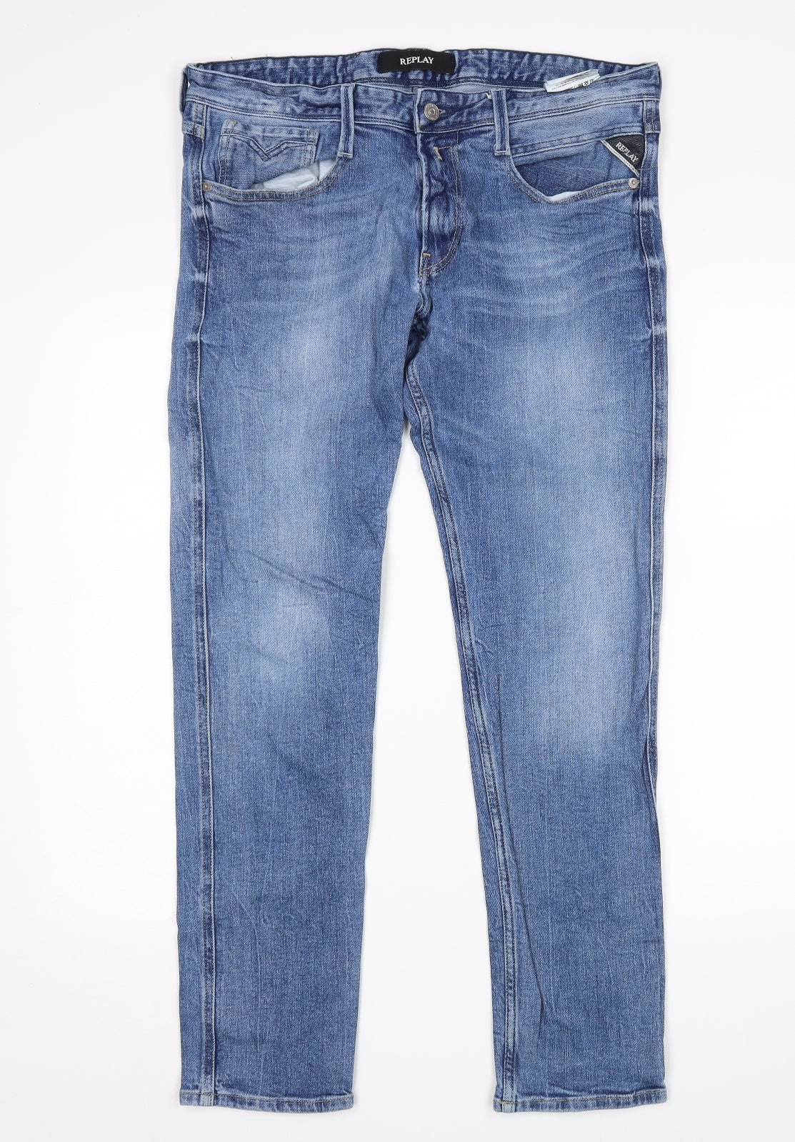Replay Mens Blue   Straight Jeans Size 34 L32 in