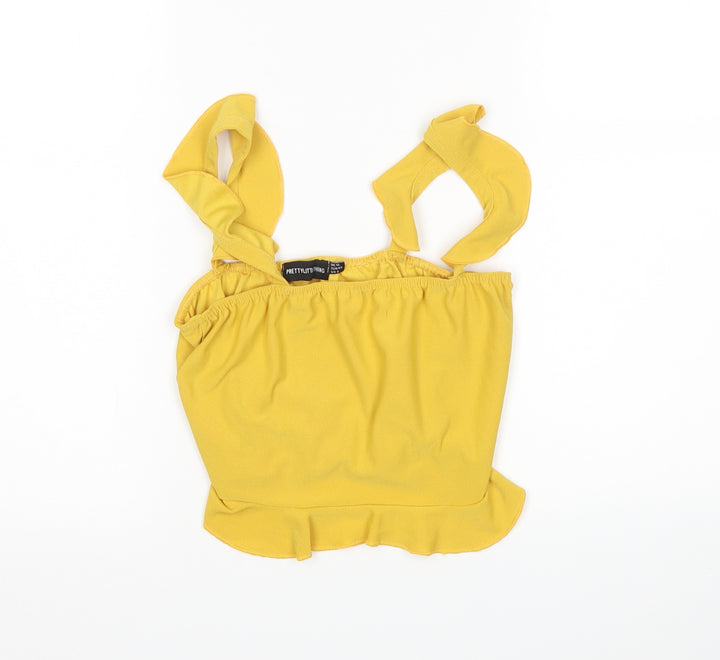 PRETTYLITTLETHING Womens Yellow   Cropped Tank Size 12