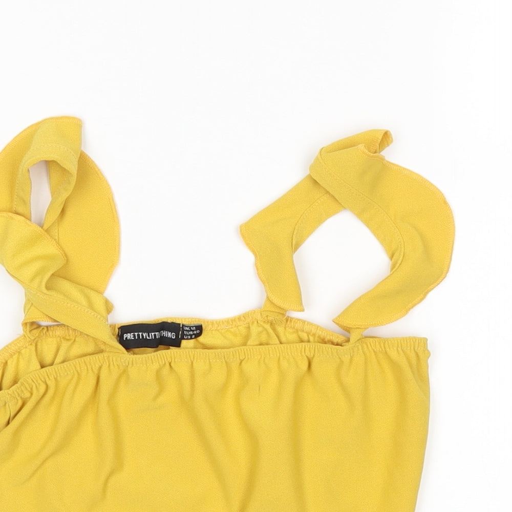PRETTYLITTLETHING Womens Yellow   Cropped Tank Size 12