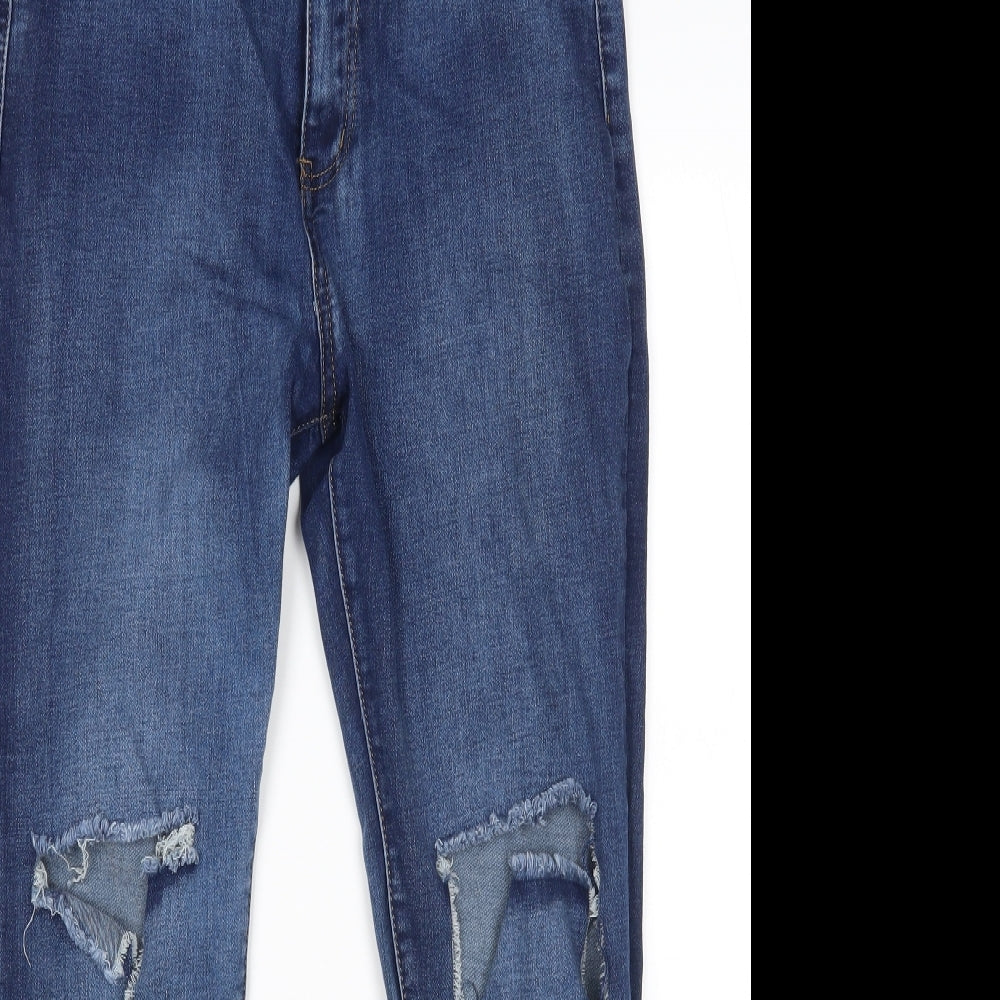 PRETTYLITTLETHING Womens Blue   Skinny Jeans Size 14 L27 in