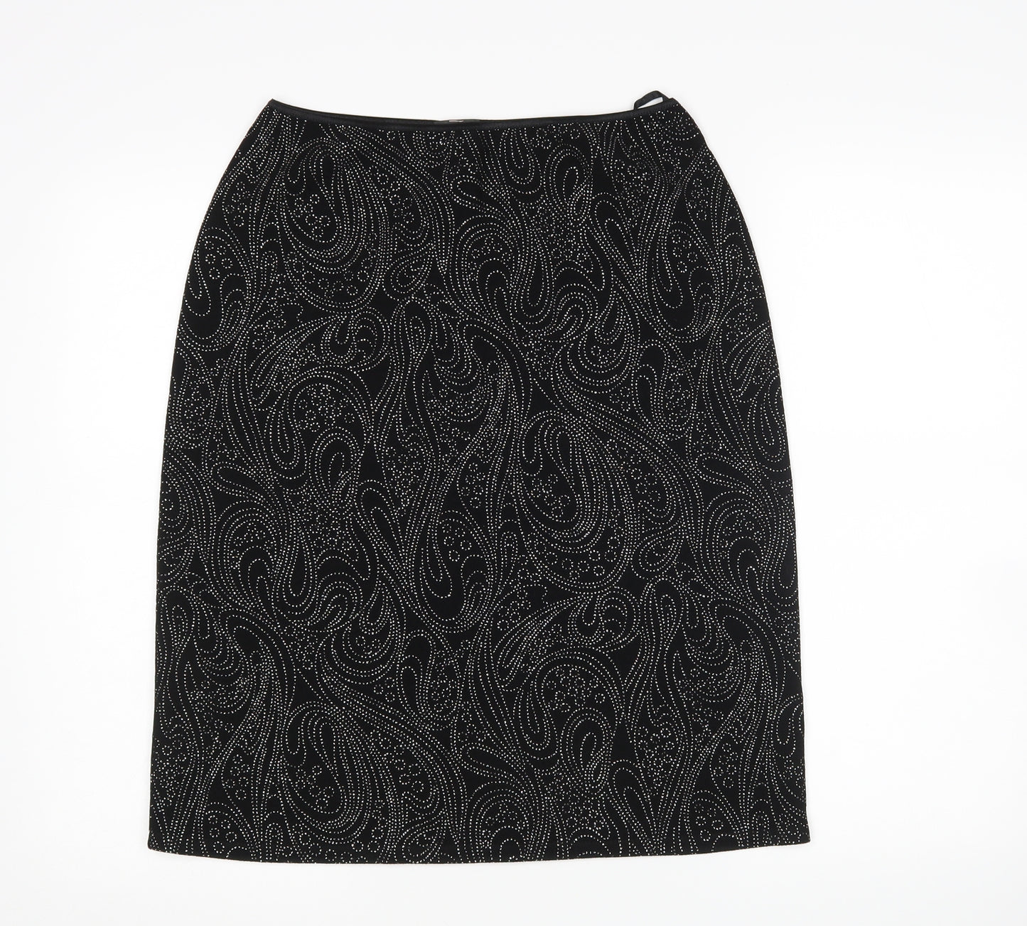 Editions Womens Black Paisley  Straight & Pencil Skirt Size 14