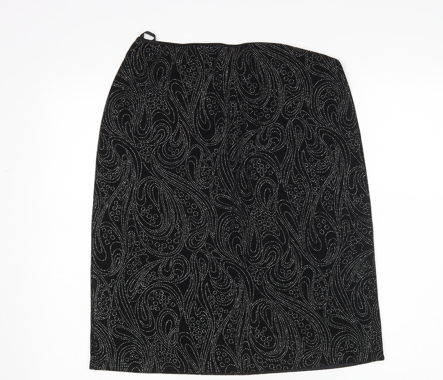 Editions Womens Black Paisley  Straight & Pencil Skirt Size 14
