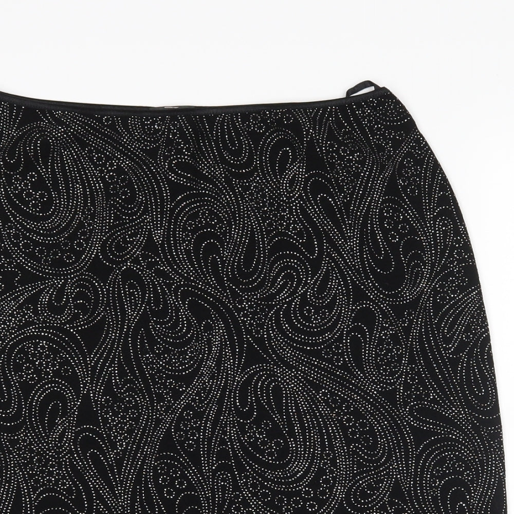 Editions Womens Black Paisley  Straight & Pencil Skirt Size 14
