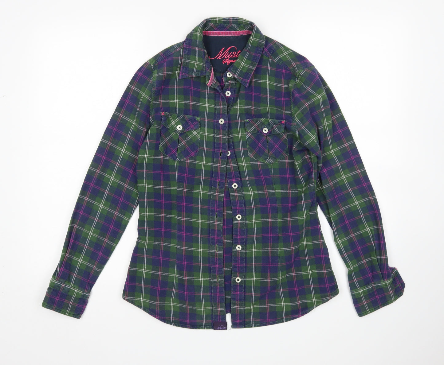 MUSTO Womens Multicoloured Plaid  Basic Button-Up Size 10