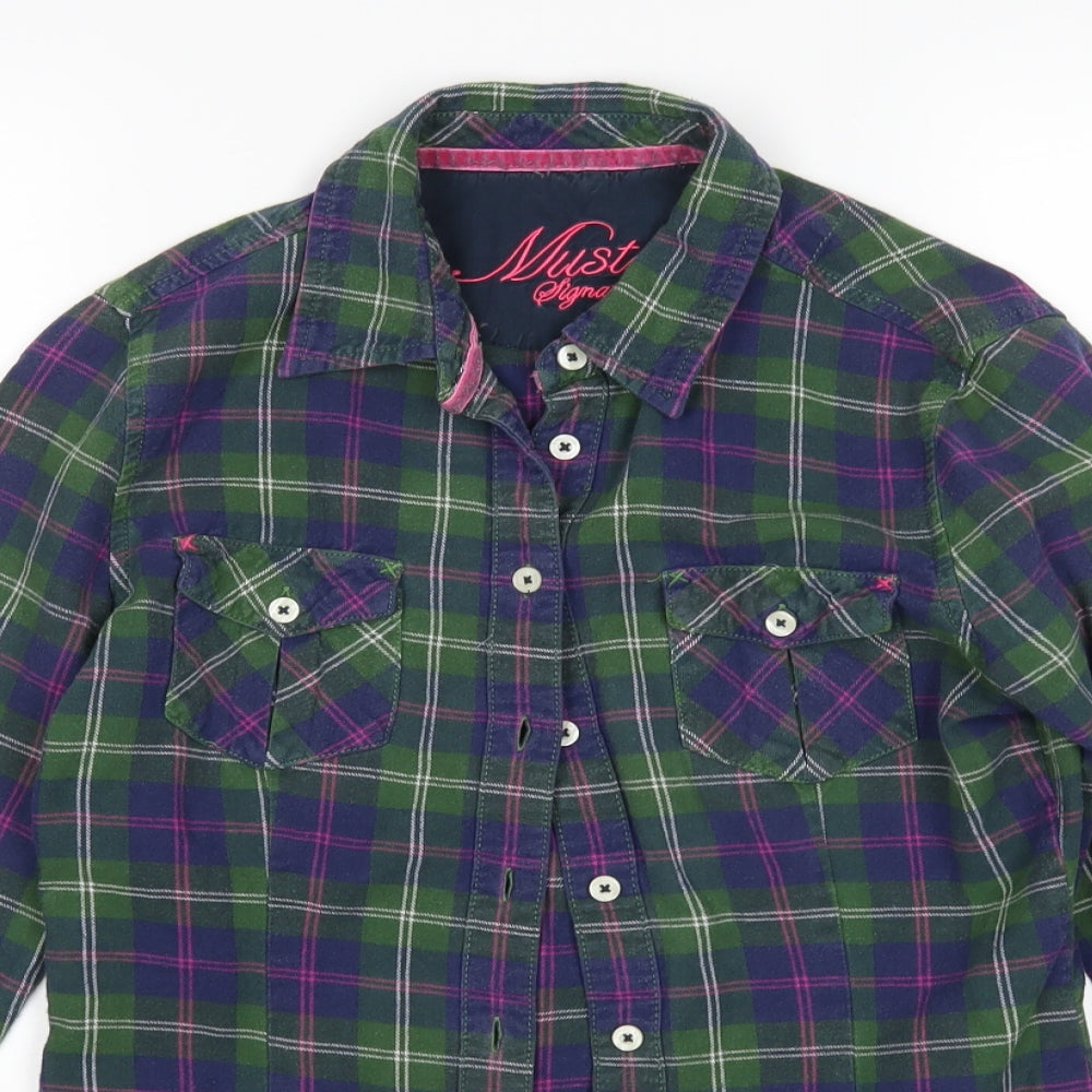 MUSTO Womens Multicoloured Plaid  Basic Button-Up Size 10