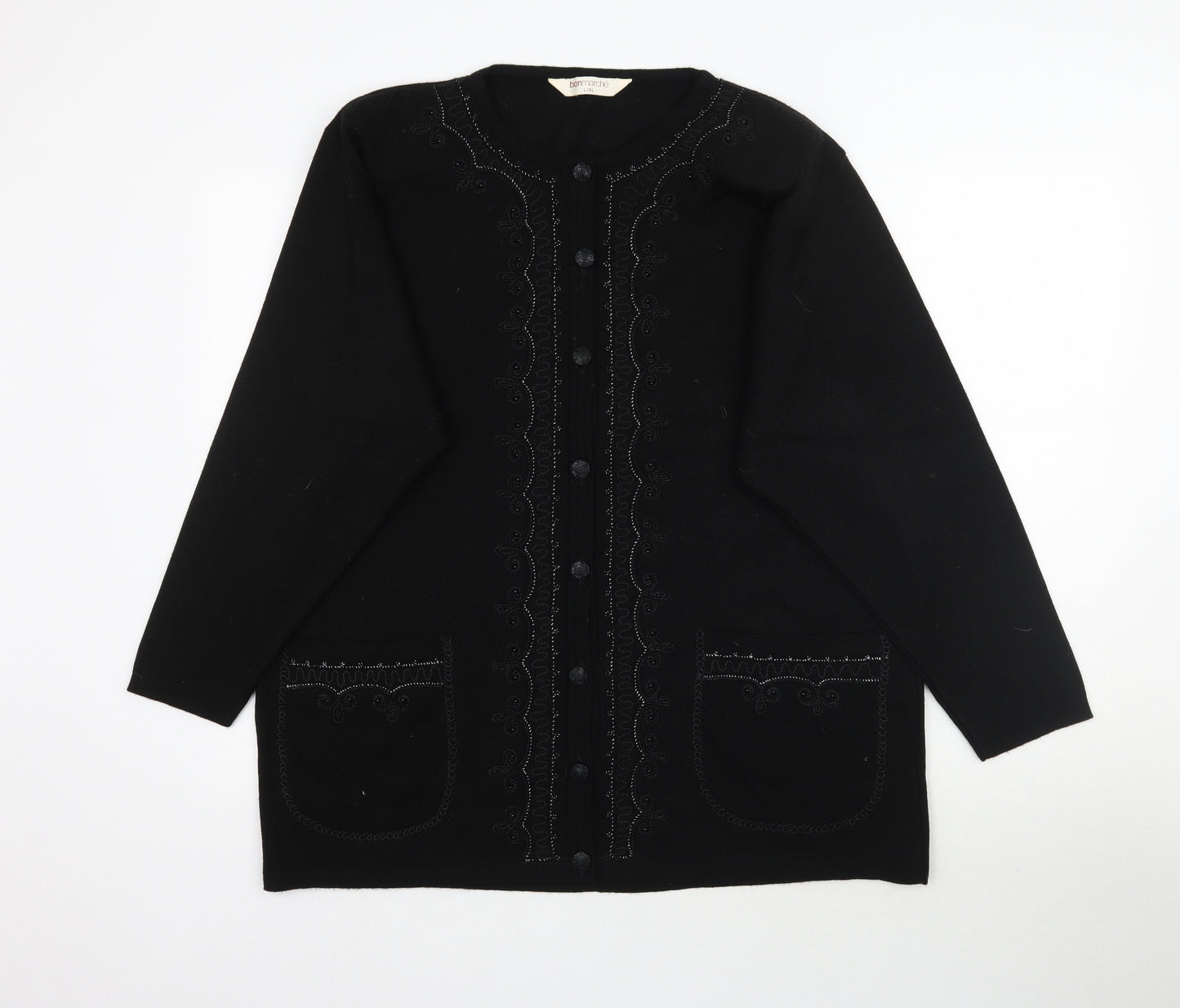 Bonmarché Womens Black  Knit Cardigan Jumper Size L