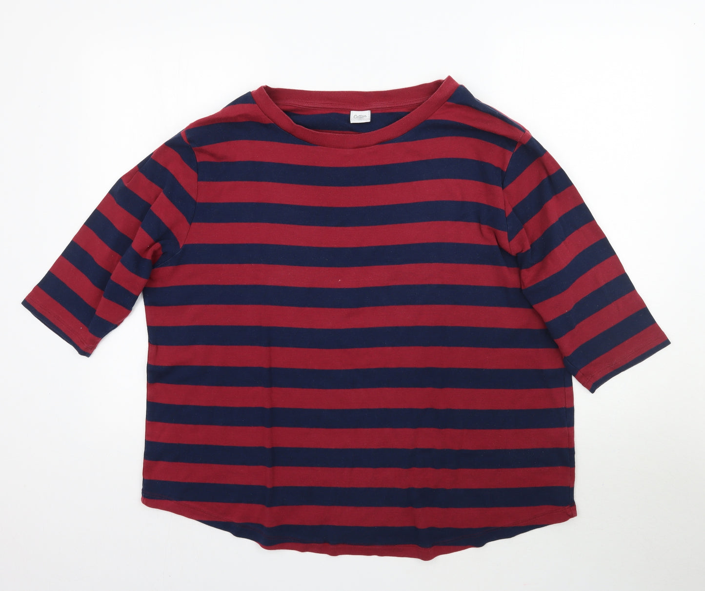 Cotton Womens Multicoloured Striped  Basic T-Shirt Size 24