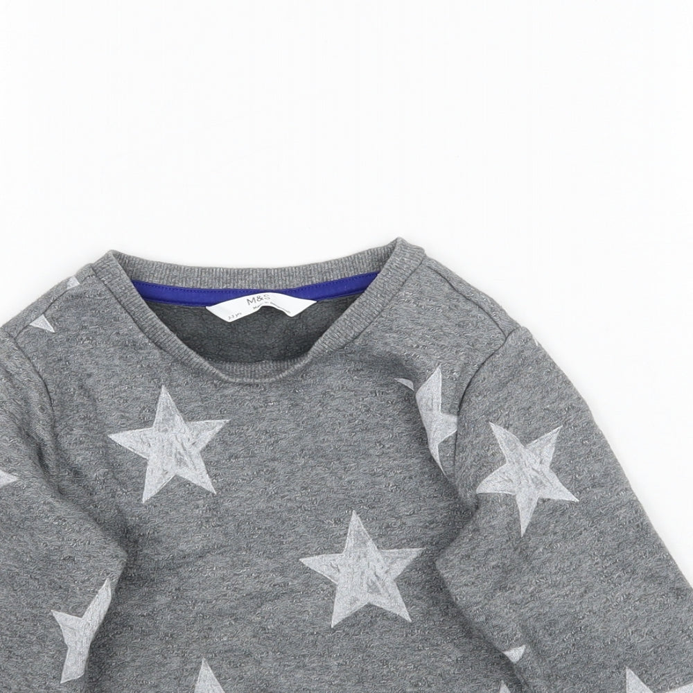 Marks and Spencer Boys Grey   Pullover Sweatshirt Size 2-3 Years  - Star pattern