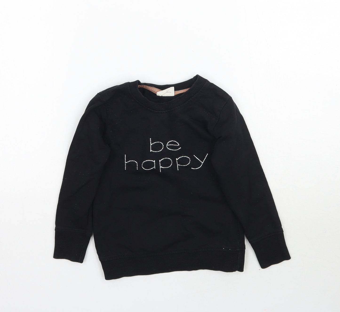Turtledove london Girls Black   Pullover Sweatshirt Size 2-3 Years  - Be Happy