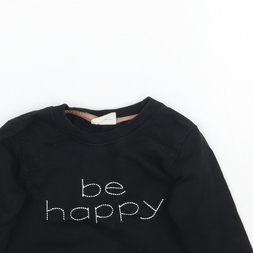 Turtledove london Girls Black   Pullover Sweatshirt Size 2-3 Years  - Be Happy