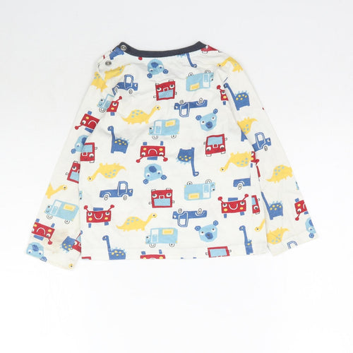Nutmeg Baby White Solid   Pyjama Top Size 18-24 Months  - Dinosaurs & Cars
