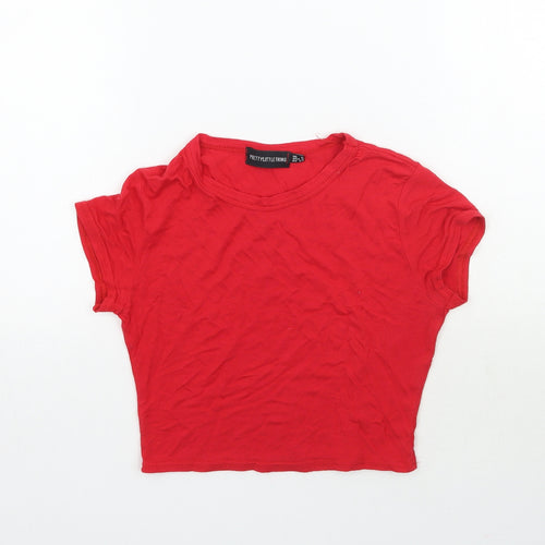 Pretty Little Thing Womens Red   Basic T-Shirt Size 6