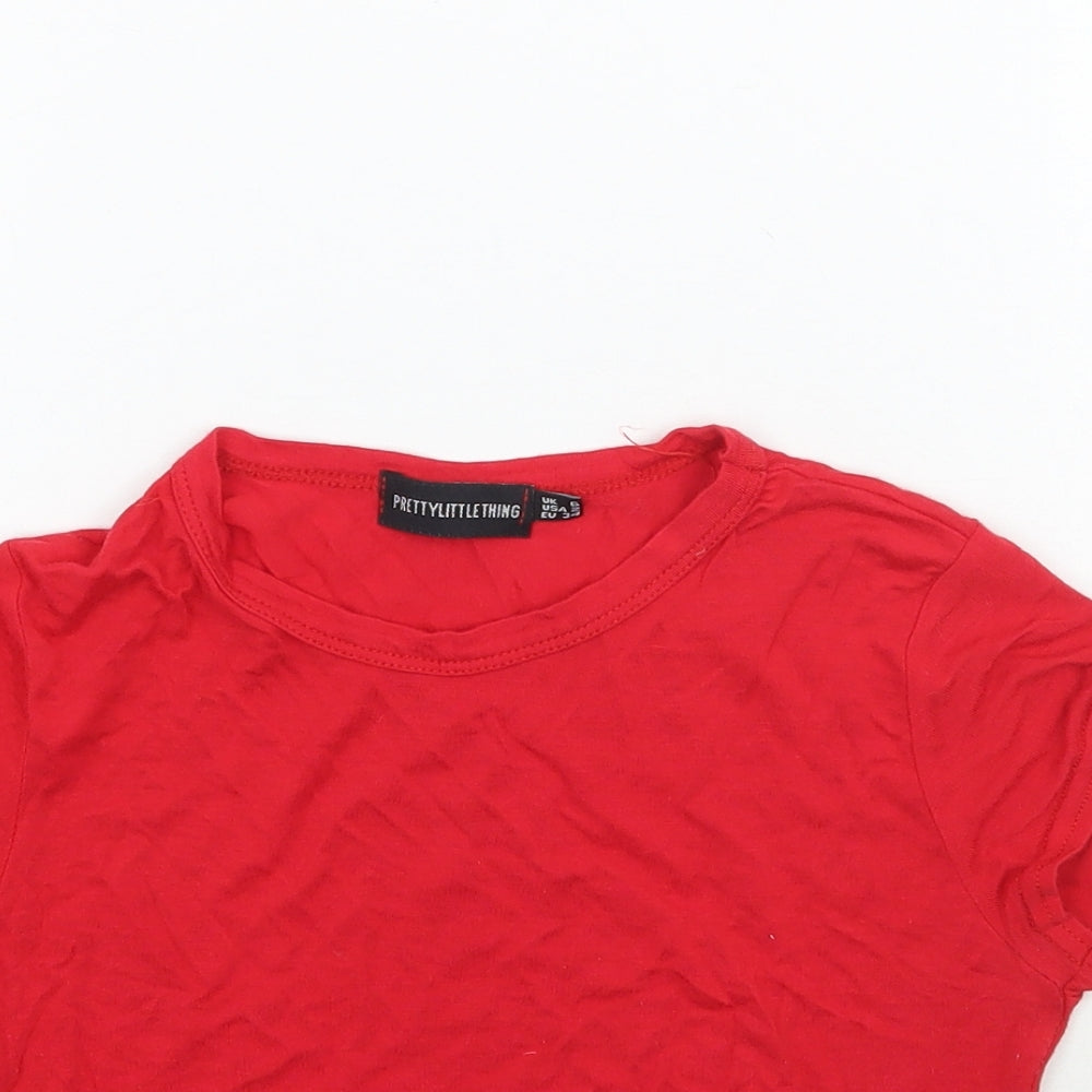 Pretty Little Thing Womens Red   Basic T-Shirt Size 6