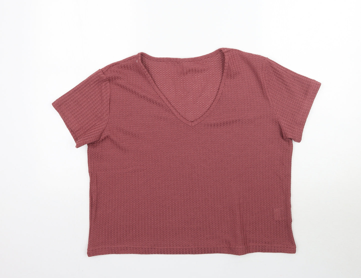 SheIn Womens Pink   Basic T-Shirt Size M  - Waffle Texture