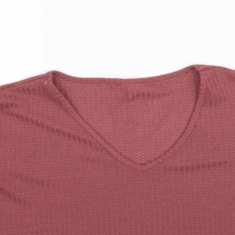 SheIn Womens Pink   Basic T-Shirt Size M  - Waffle Texture
