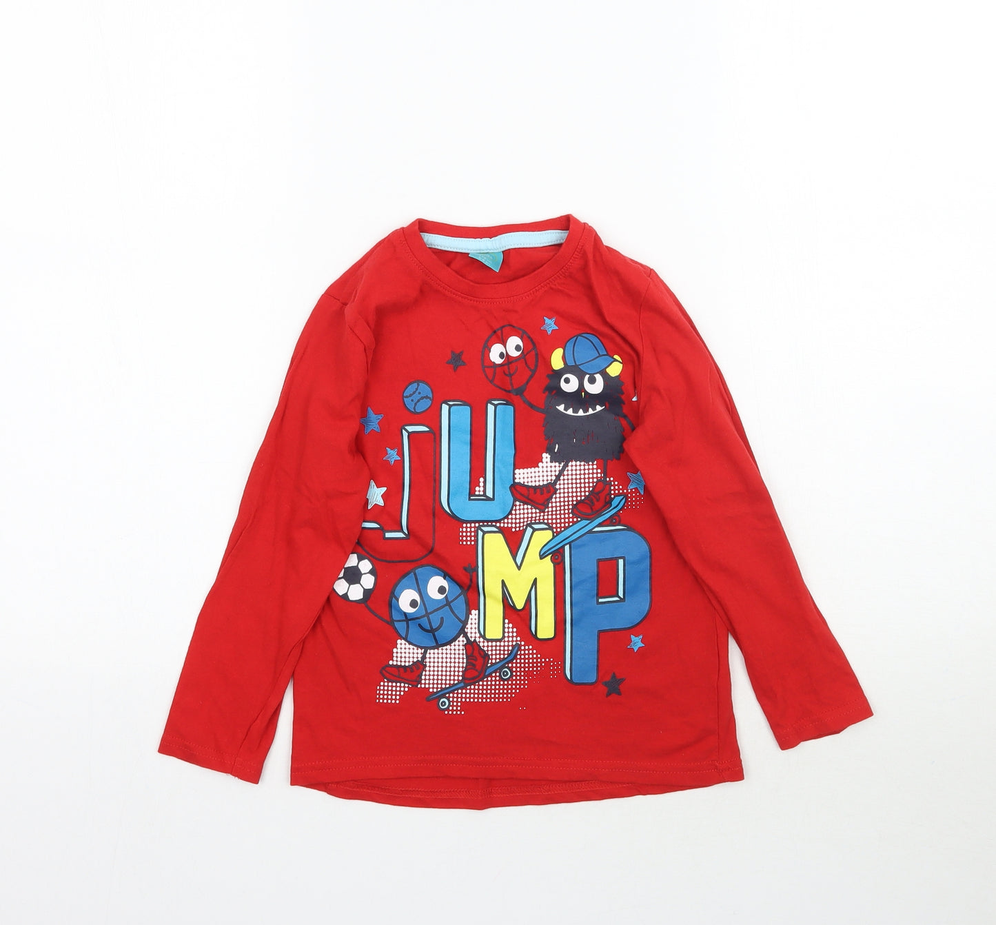 Little Kids Boys Red   Basic T-Shirt Size 6 Years  - Jump