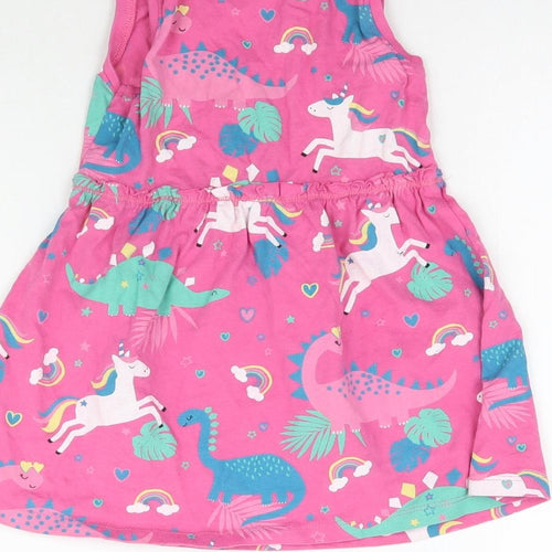 E-vie Angel Girls Pink   Fit & Flare  Size 2-3 Years  - Unicorns & Dinosaurs