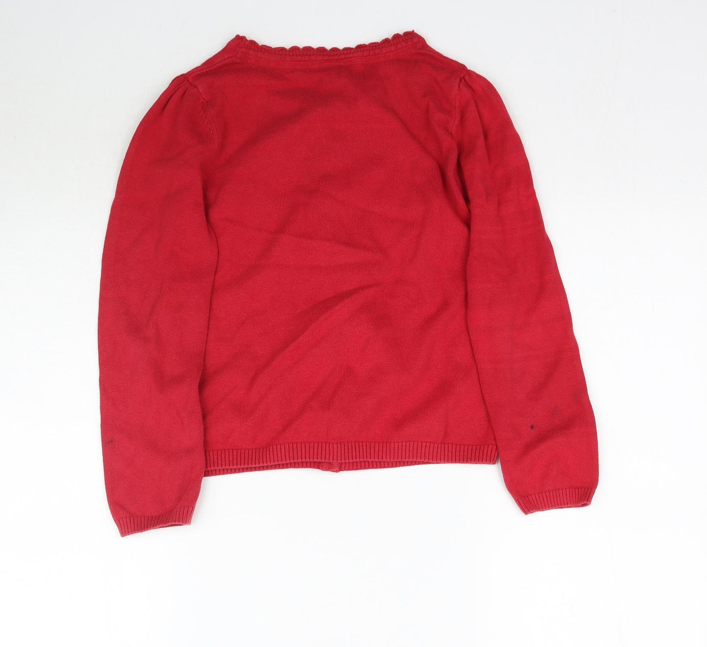TU Girls Red  Knit Cardigan Jumper Size 9 Years