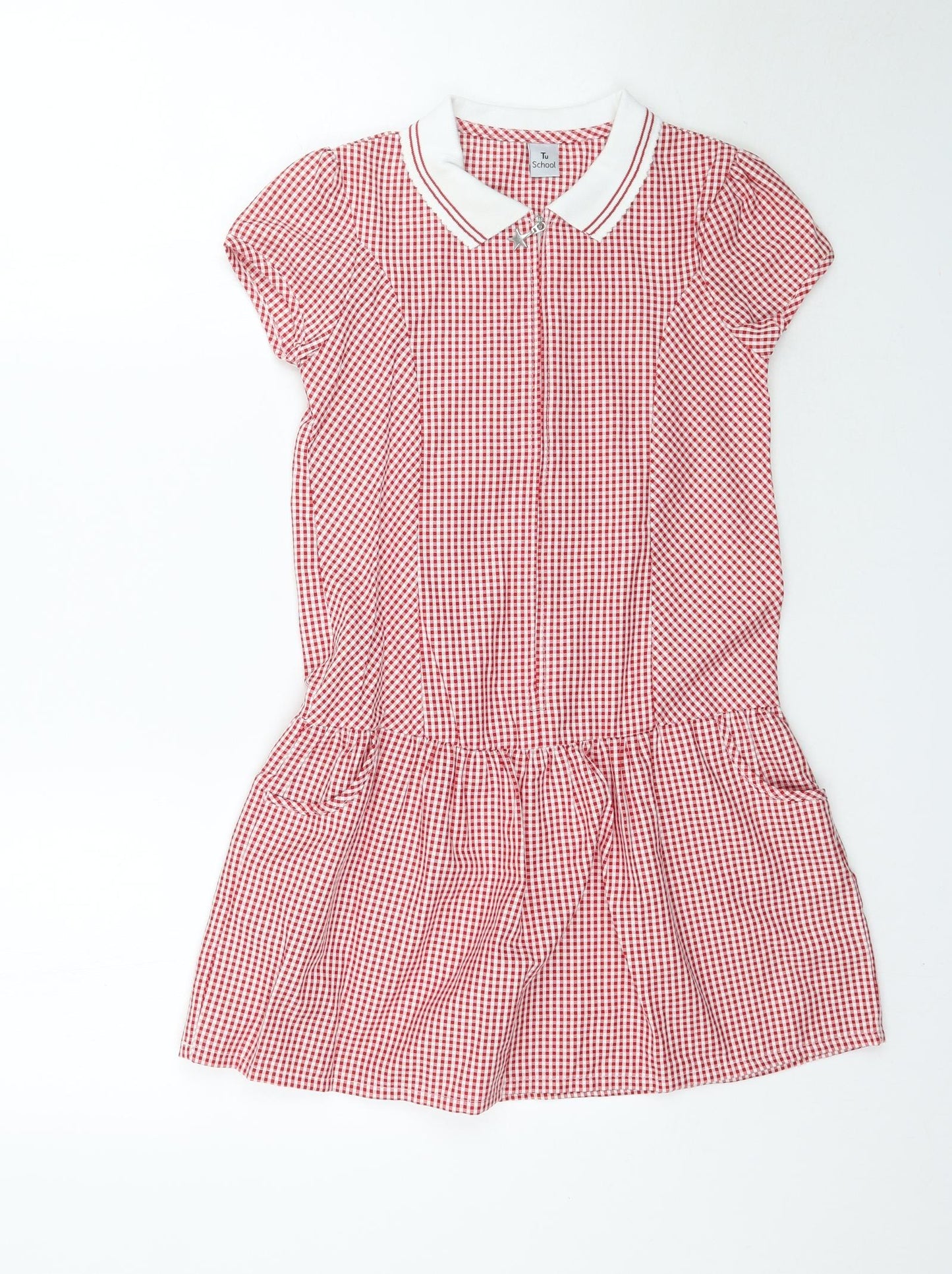 TU Girls Red Plaid  Shift  Size 8 Years  - Gingham School