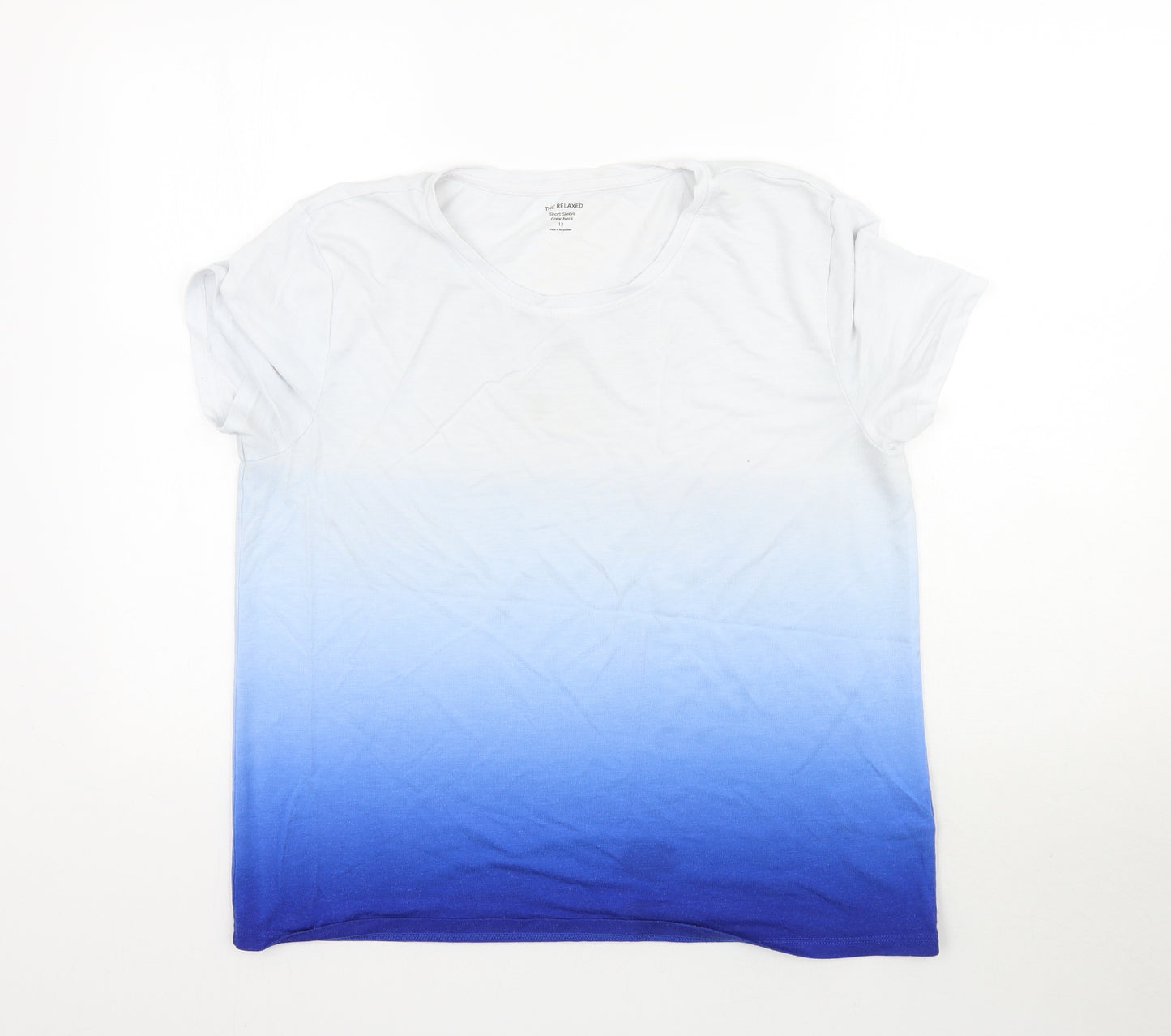 Marks and Spencer Womens Blue   Basic T-Shirt Size 12  - Two tone ombre