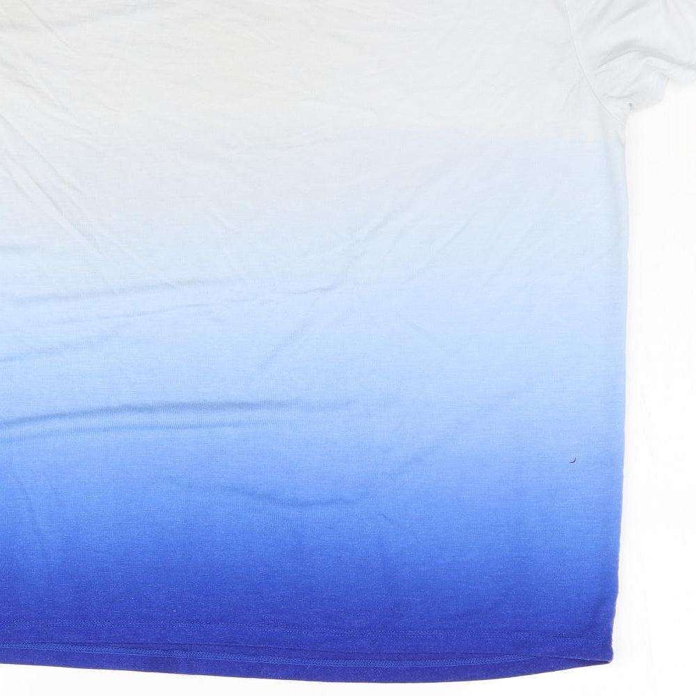 Marks and Spencer Womens Blue   Basic T-Shirt Size 12  - Two tone ombre