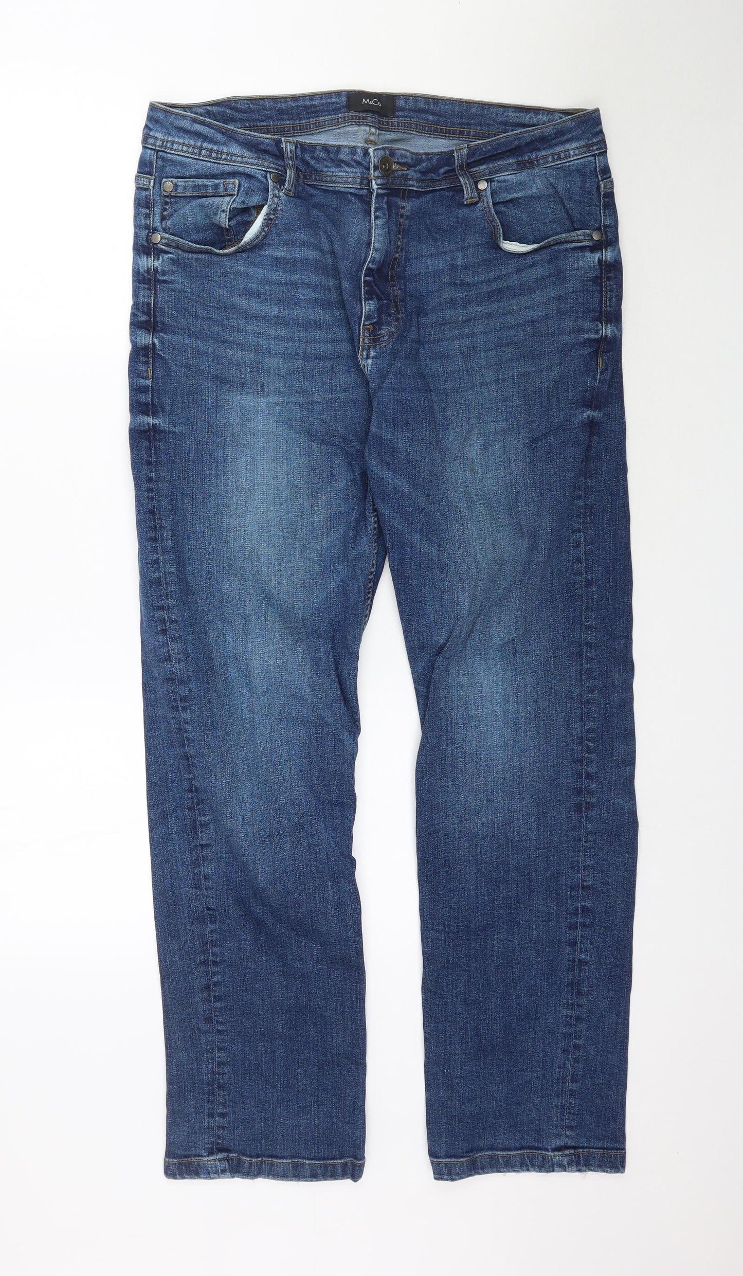 M&Co Mens Blue  Denim Straight Jeans Size 36 L31 in