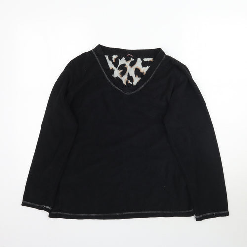 Feel Fabulous Womens Black  Fleece Pullover Sweatshirt Size 10
