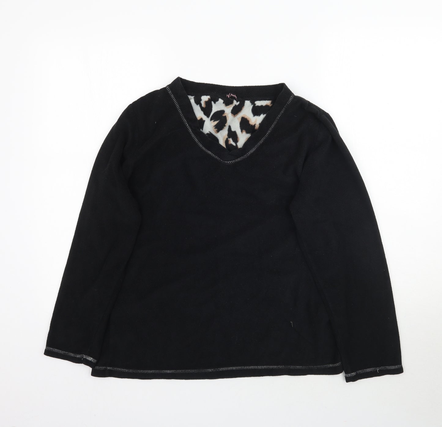 Feel Fabulous Womens Black  Fleece Pullover Sweatshirt Size 10