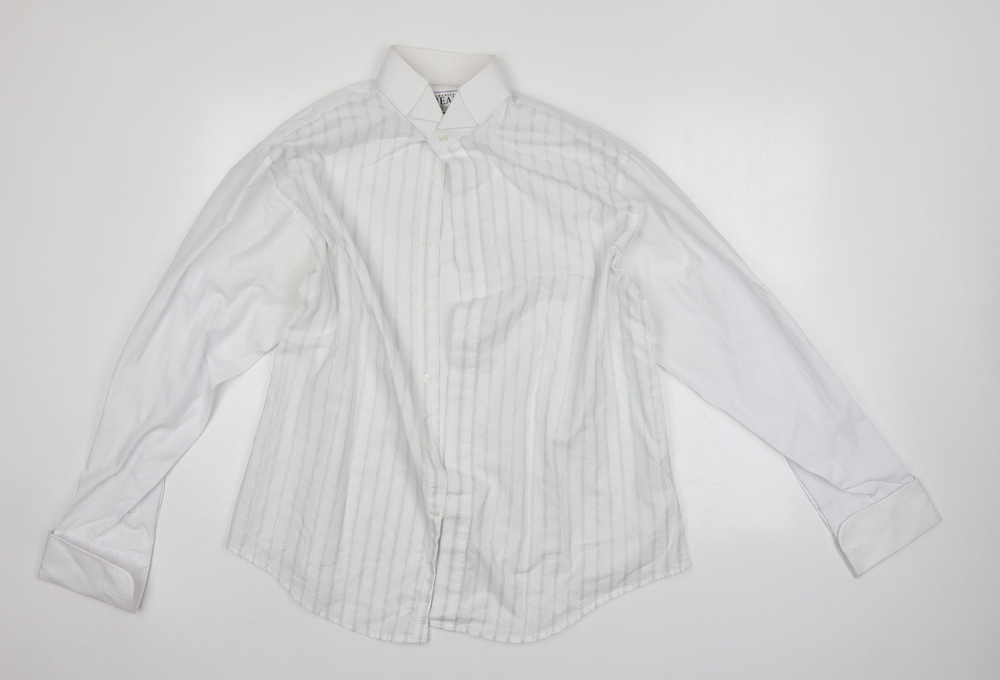 fredrick theak Mens White Striped   Dress Shirt Size 44