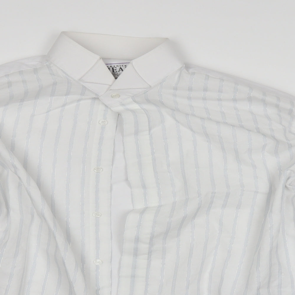 fredrick theak Mens White Striped   Dress Shirt Size 44