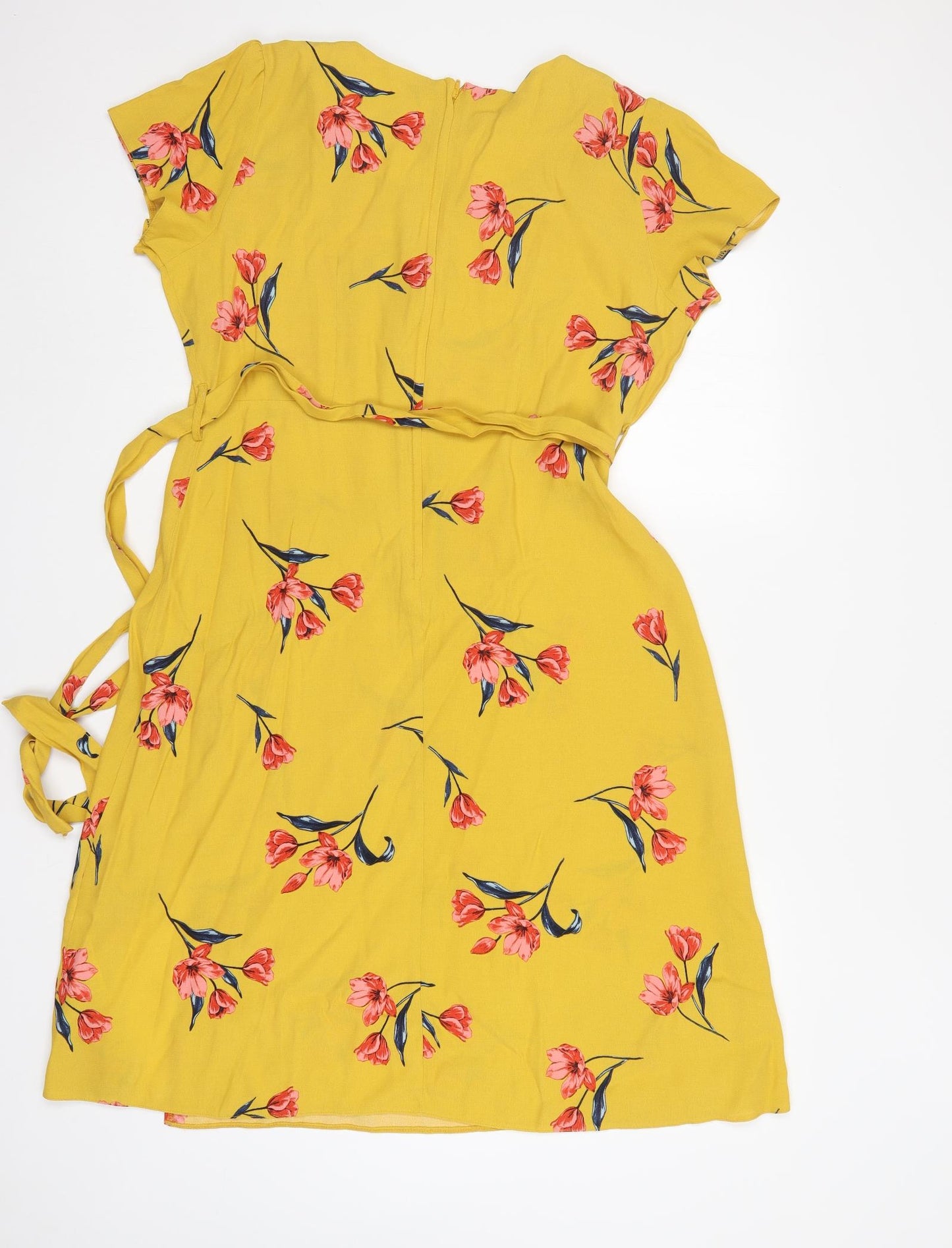 Dorothy Perkins Womens Yellow Floral  A-Line  Size 14