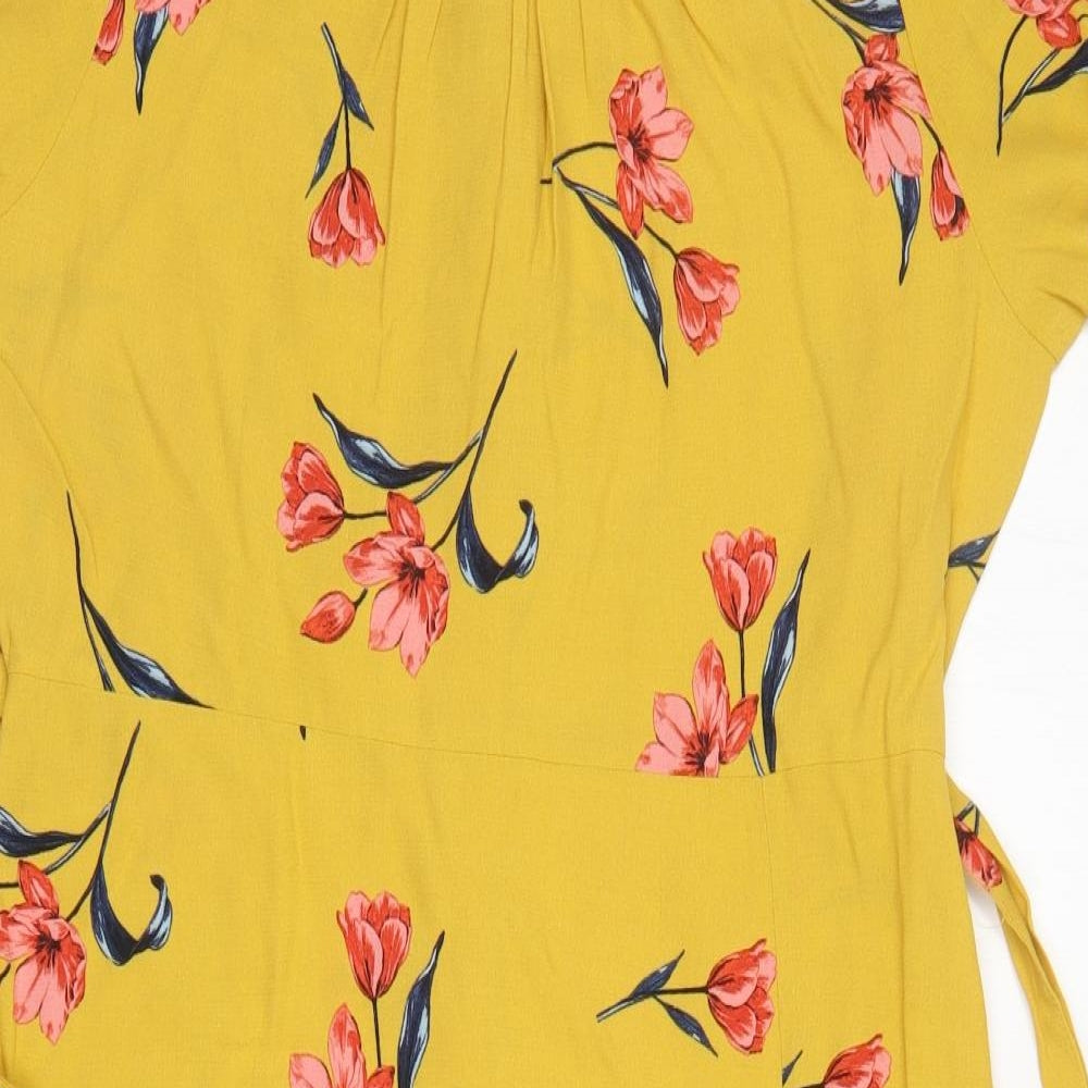 Dorothy Perkins Womens Yellow Floral  A-Line  Size 14