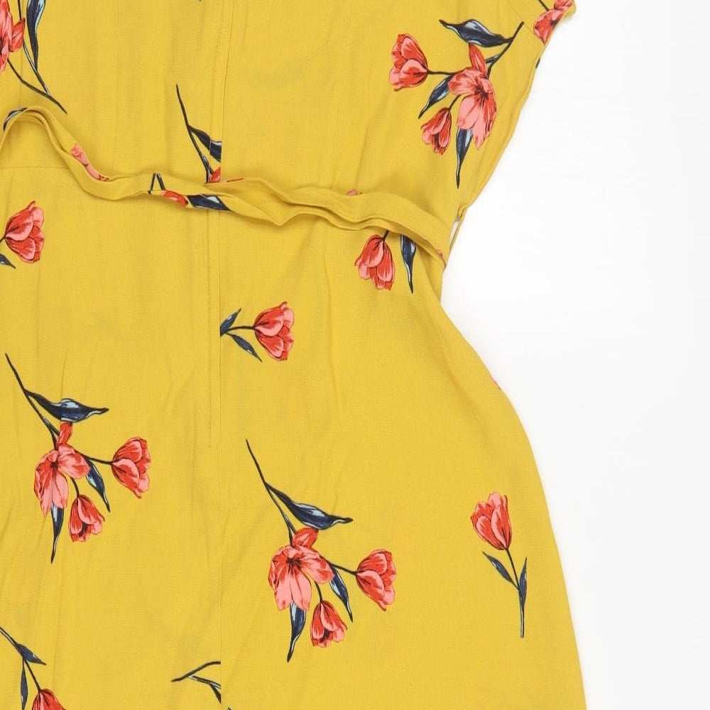 Dorothy Perkins Womens Yellow Floral  A-Line  Size 14