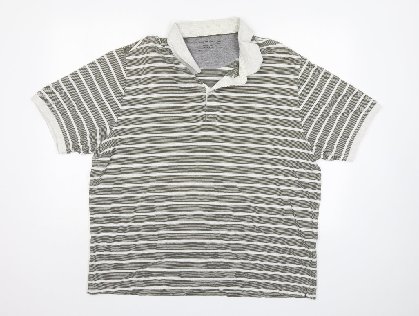Modern Essentials  Mens Green Striped   Polo Size 2XL