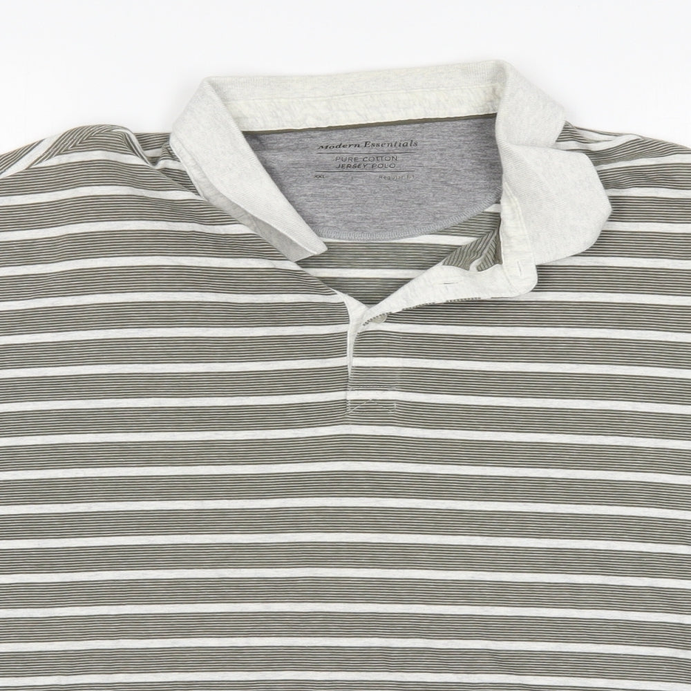 Modern Essentials  Mens Green Striped   Polo Size 2XL