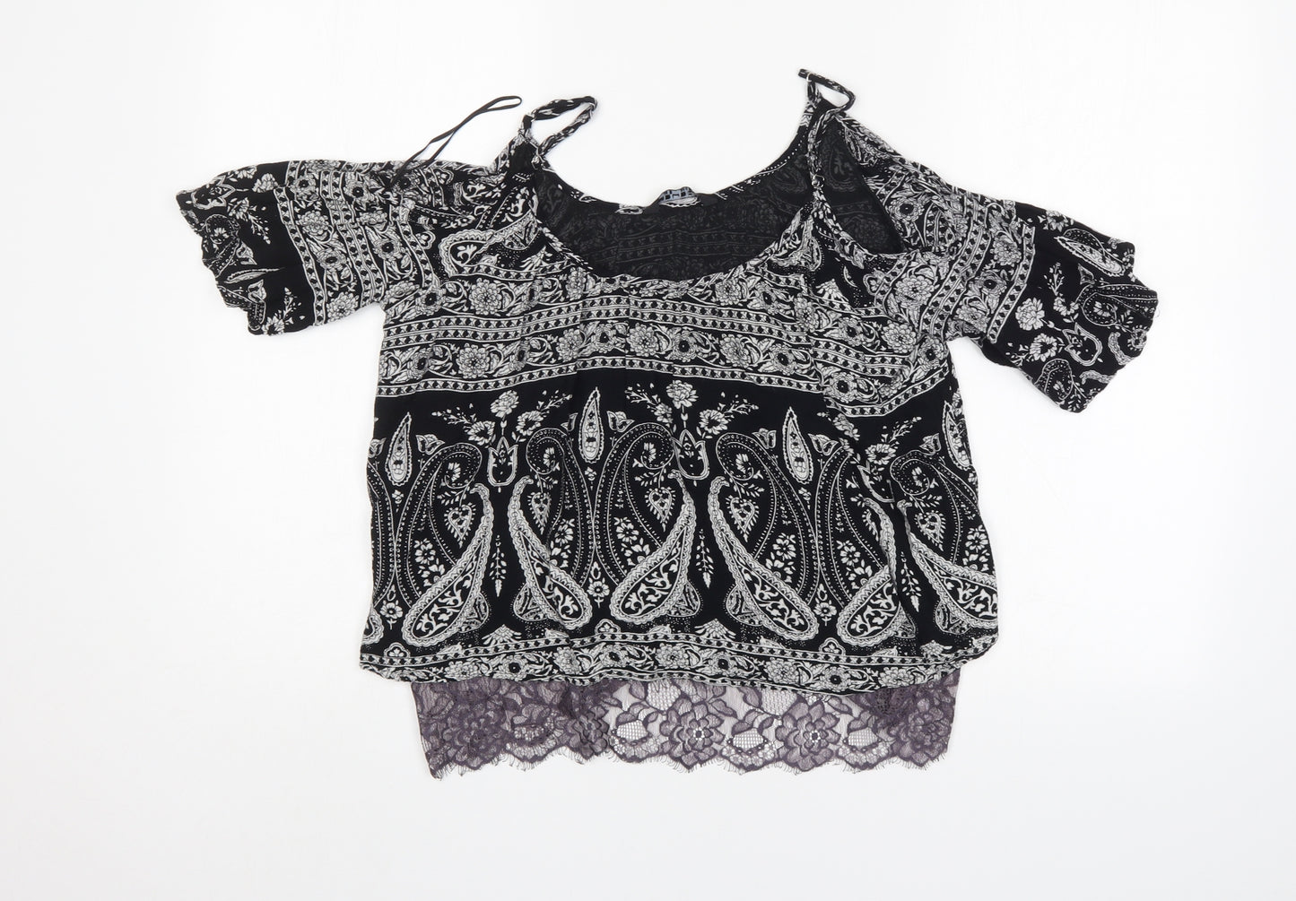 Select Womens Black Paisley  Basic Blouse Size 6