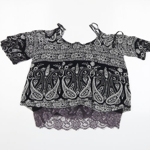 Select Womens Black Paisley  Basic Blouse Size 6